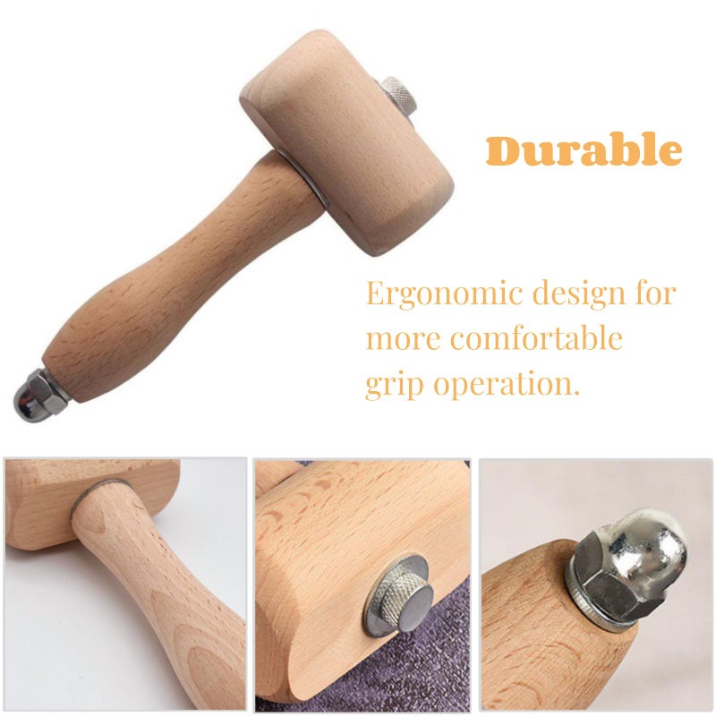 WEICHUAN Beech Wood Mallet for Carving Leathercraft Sewing Engraving Printing - The Well-Balanced Beechwood Woodworking Mallet - Image 4